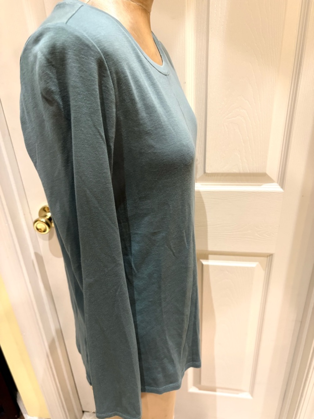 J. Jill Long-Sleeve Crewneck Top in Dusty Teal - Picture 4 of 9